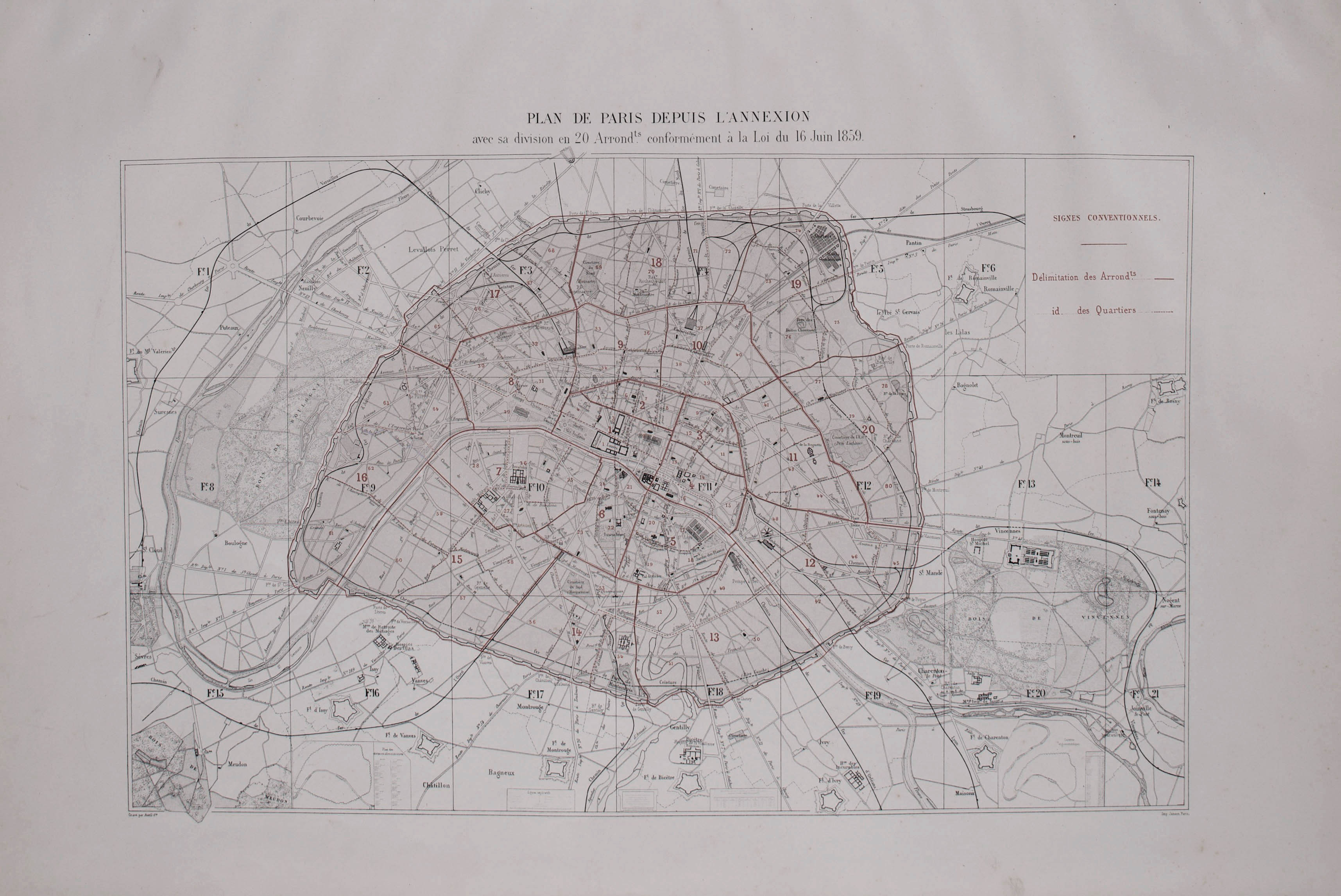 Plan de Paris depuis l'annexion © Cité de l'architecture & du patrimoine/Musée des Monuments français