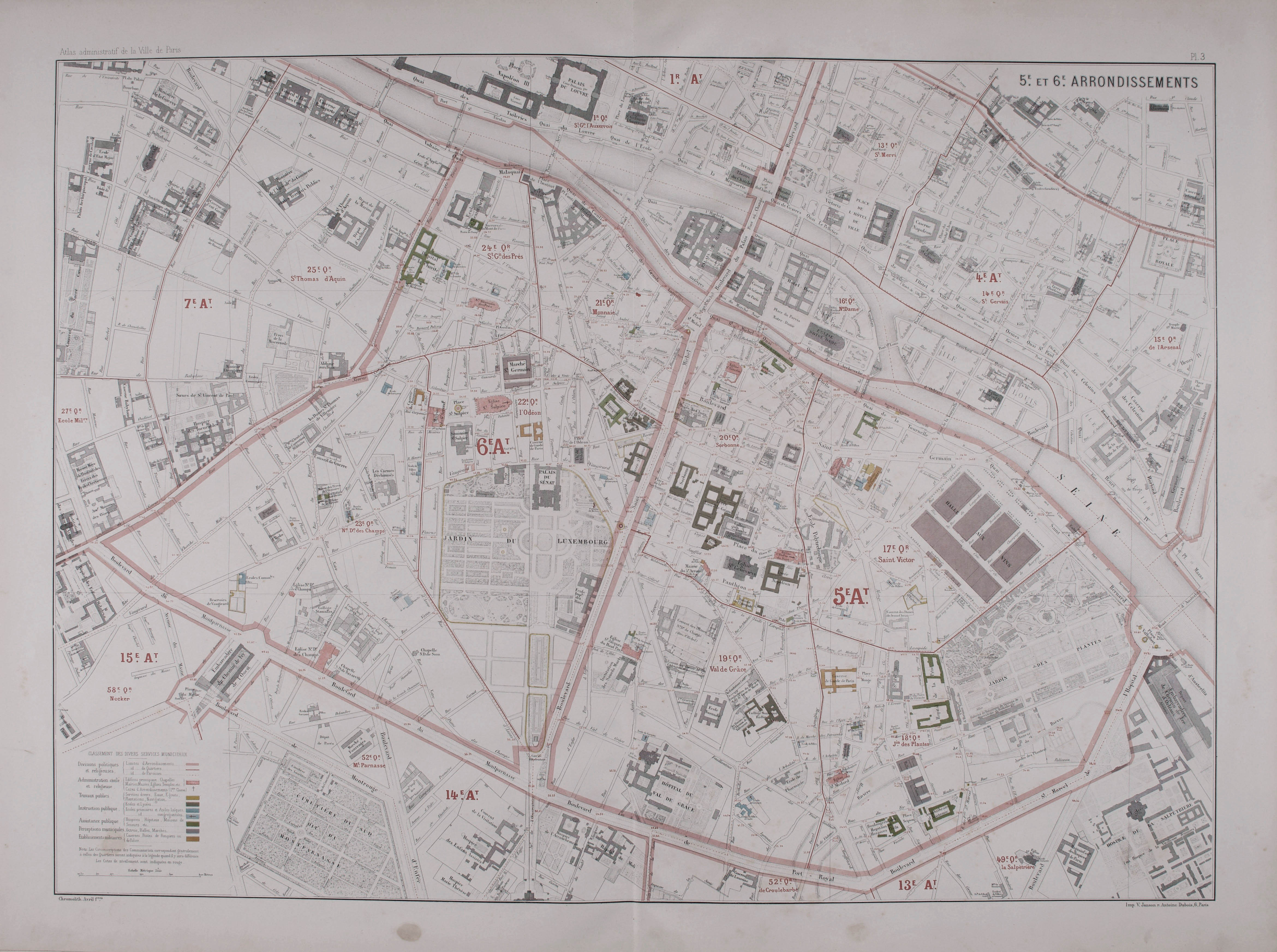 Plan des 5e et 6e arrondissements © Cité de l'architecture & du patrimoine/Musée des Monuments français