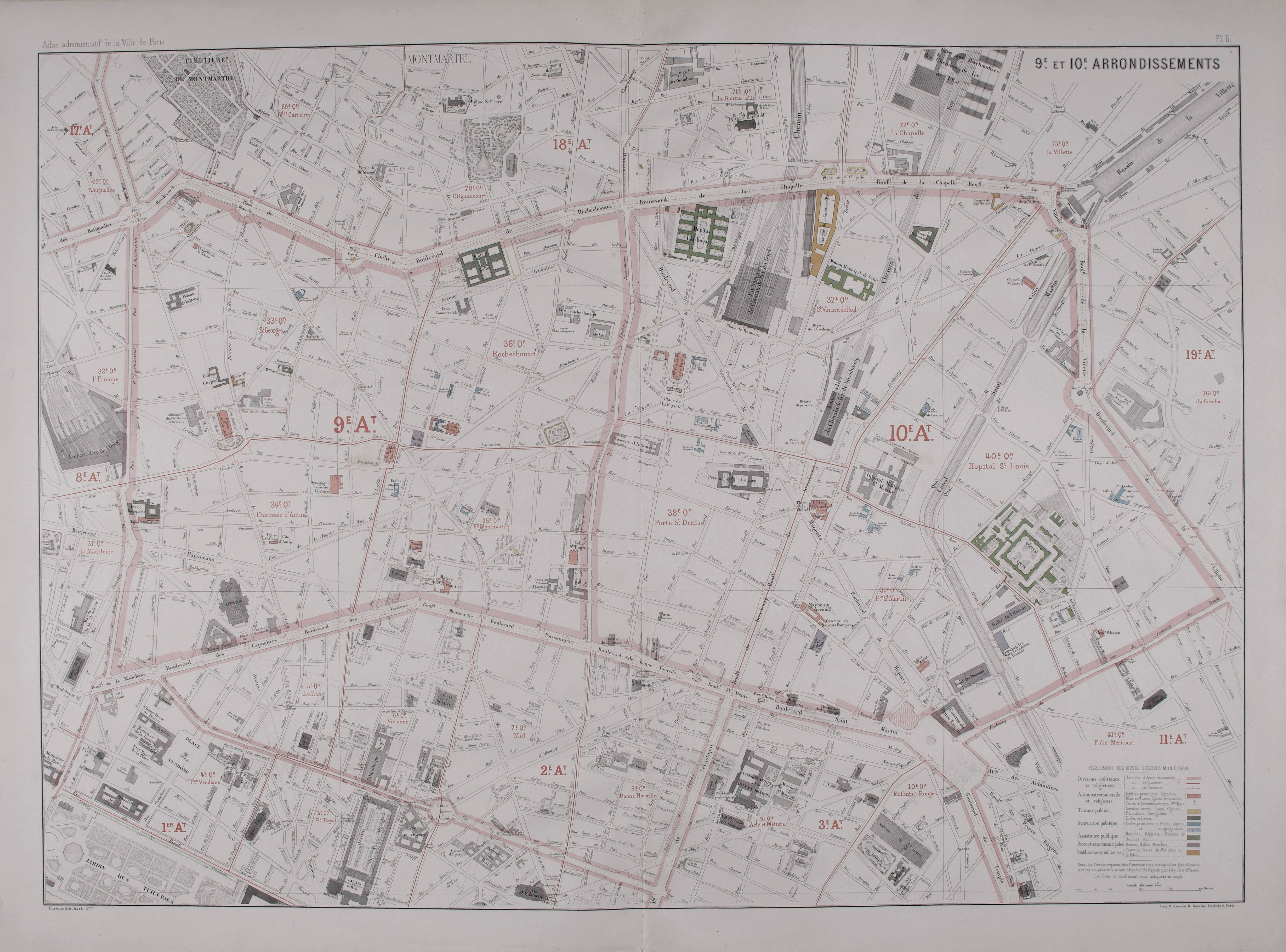 Plan des 9e et 10e arrondissements © Cité de l'architecture & du patrimoine/Musée des Monuments français