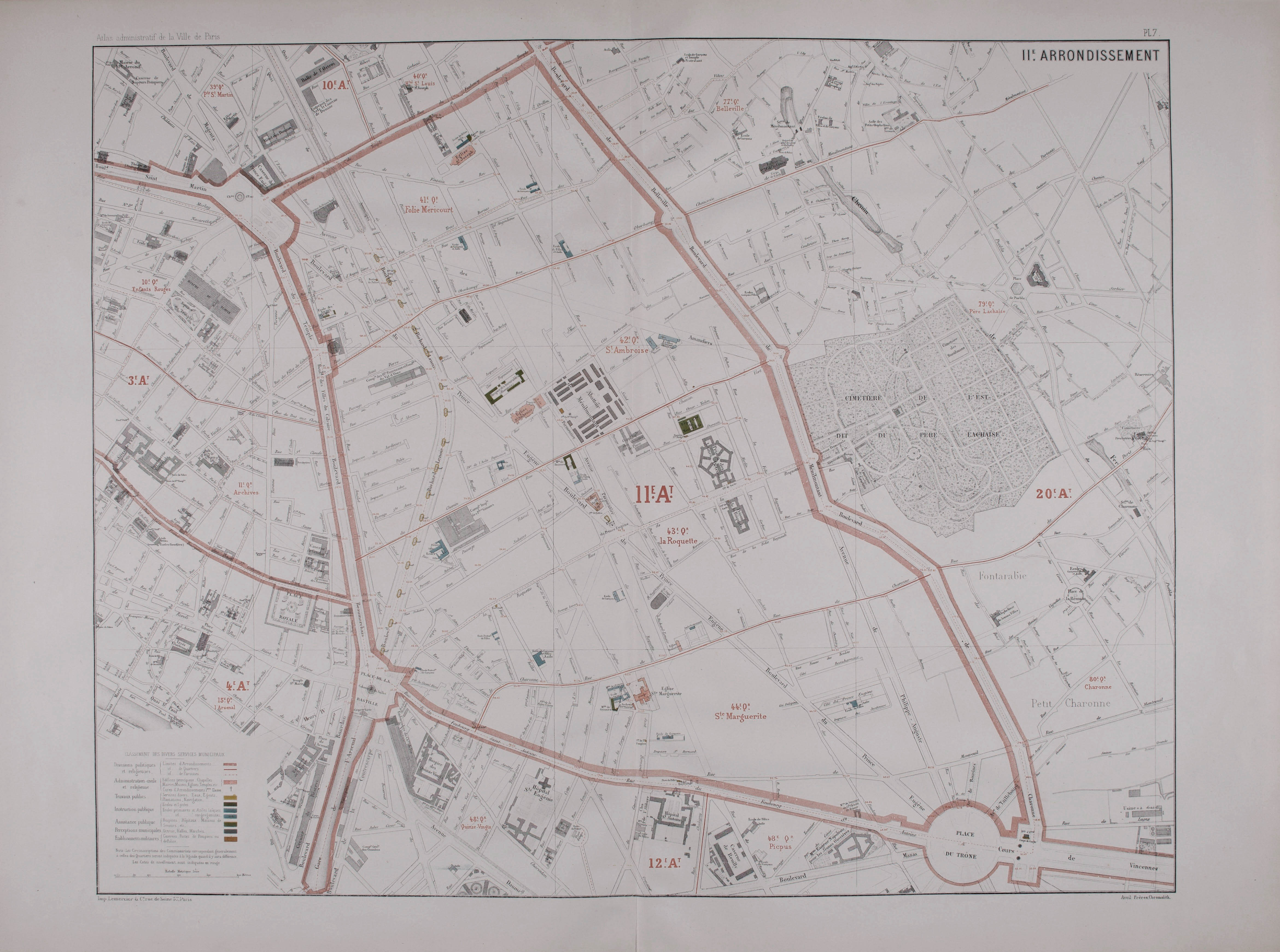 Plan du 11e arrondissement © Cité de l'architecture & du patrimoine/Musée des Monuments français