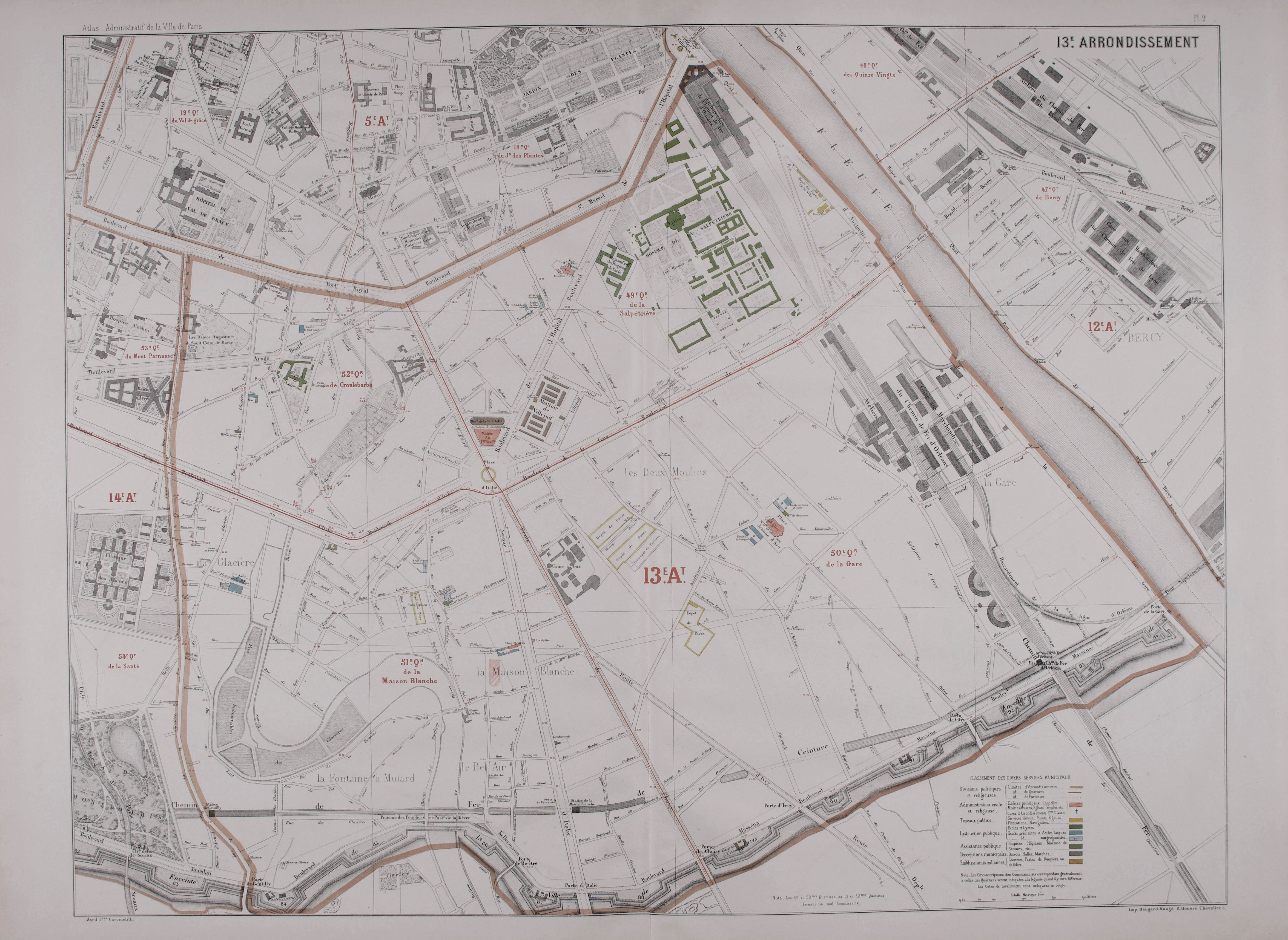 Plan du 13e arrondissement © Cité de l'architecture & du patrimoine/Musée des Monuments français