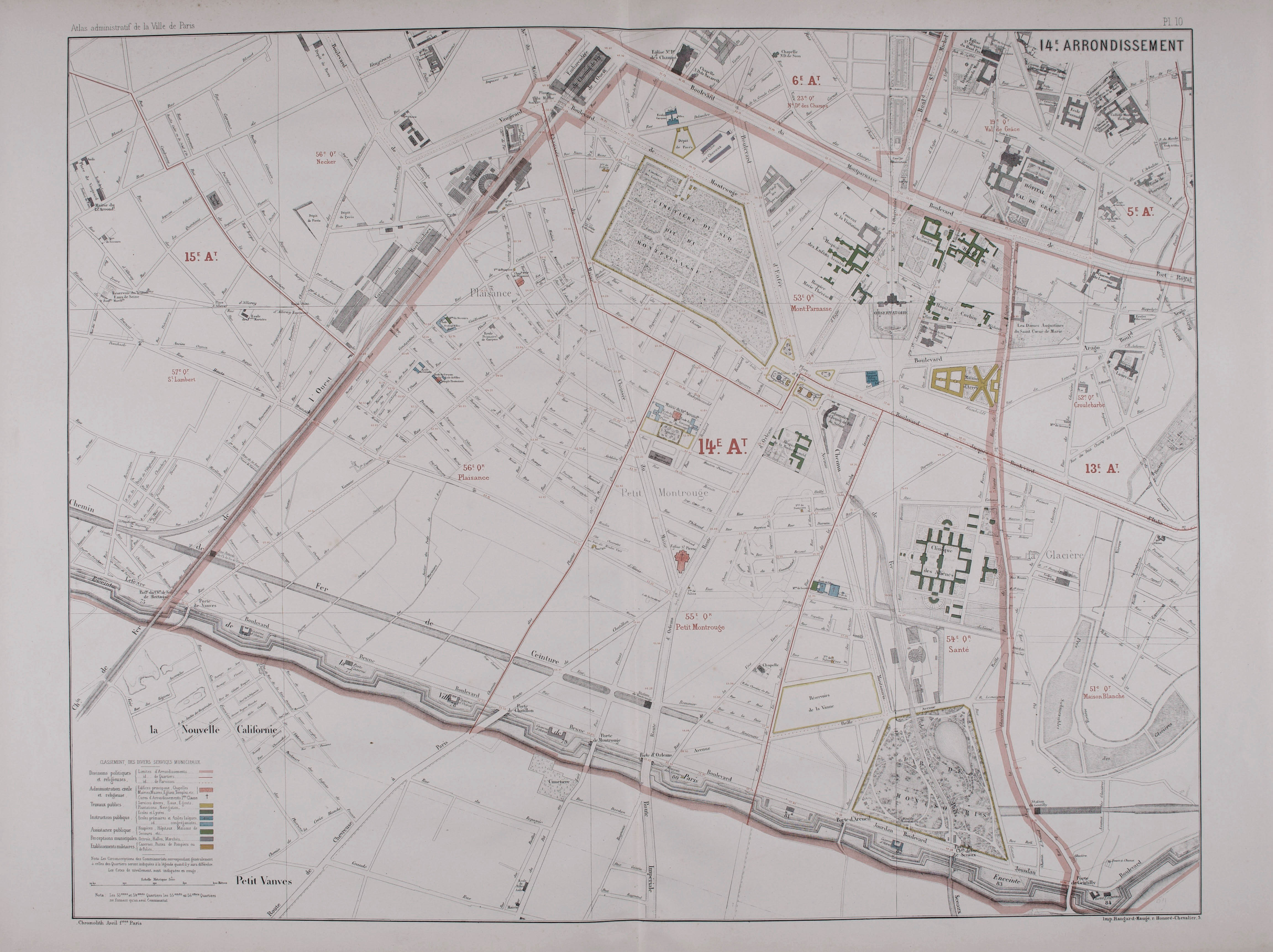 Plan du 14e arrondissement © Cité de l'architecture & du patrimoine/Musée des Monuments français