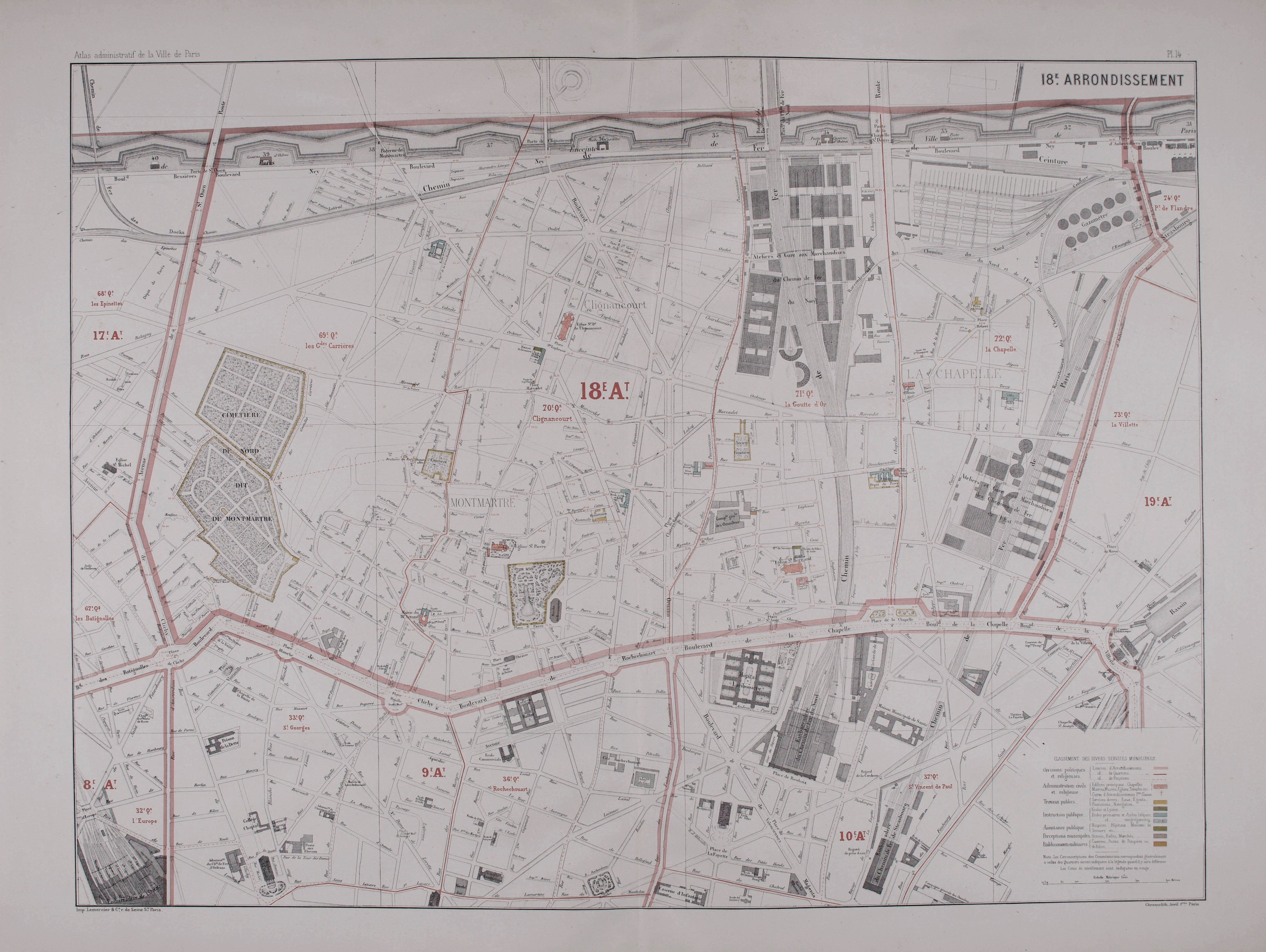 Plan du 18e arrondissement © Cité de l'architecture & du patrimoine/Musée des Monuments français