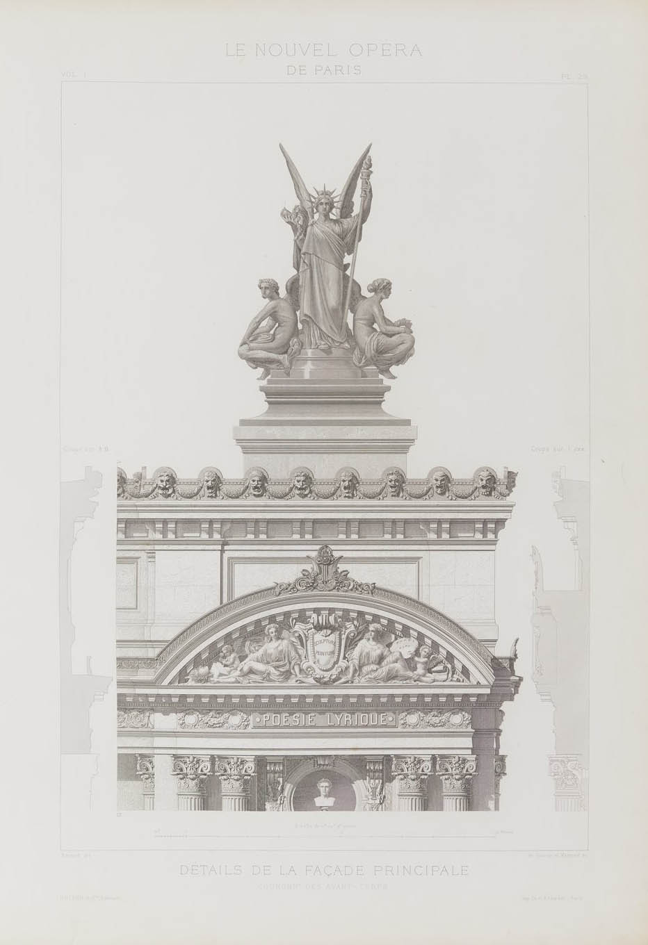 Détails de la façade principale, vol. I  © Cité de l'architecture & du patrimoine/Musée des Monuments français