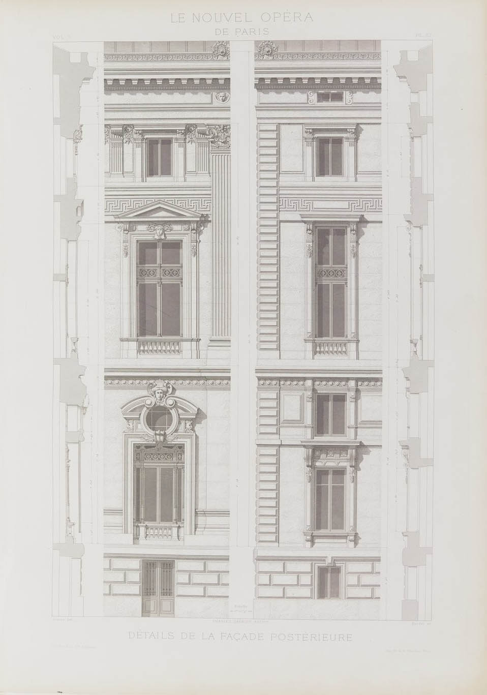 Détails de la façade postérieure, vol. I  © Cité de l'architecture & du patrimoine/Musée des Monuments français
