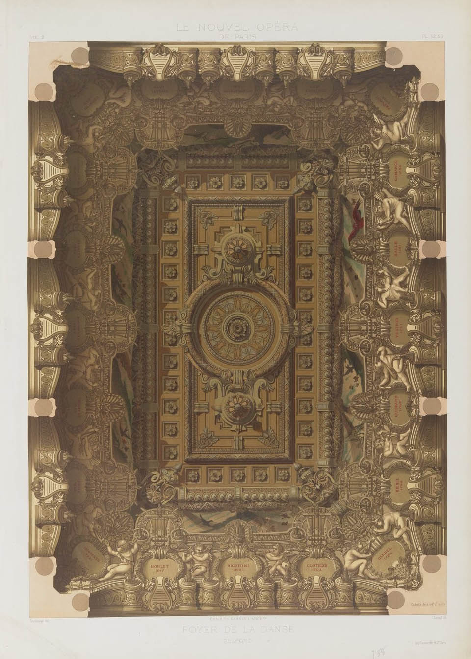 Plafond du foyer de la danse, vol. II  © Cité de l'architecture & du patrimoine/Musée des Monuments français