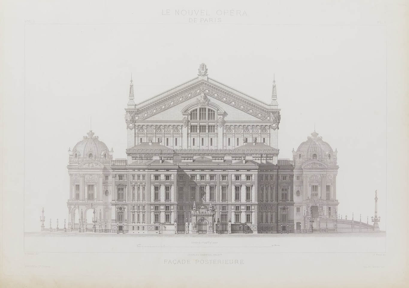 Façade postérieure, vol. I  © Cité de l'architecture & du patrimoine/Musée des Monuments français