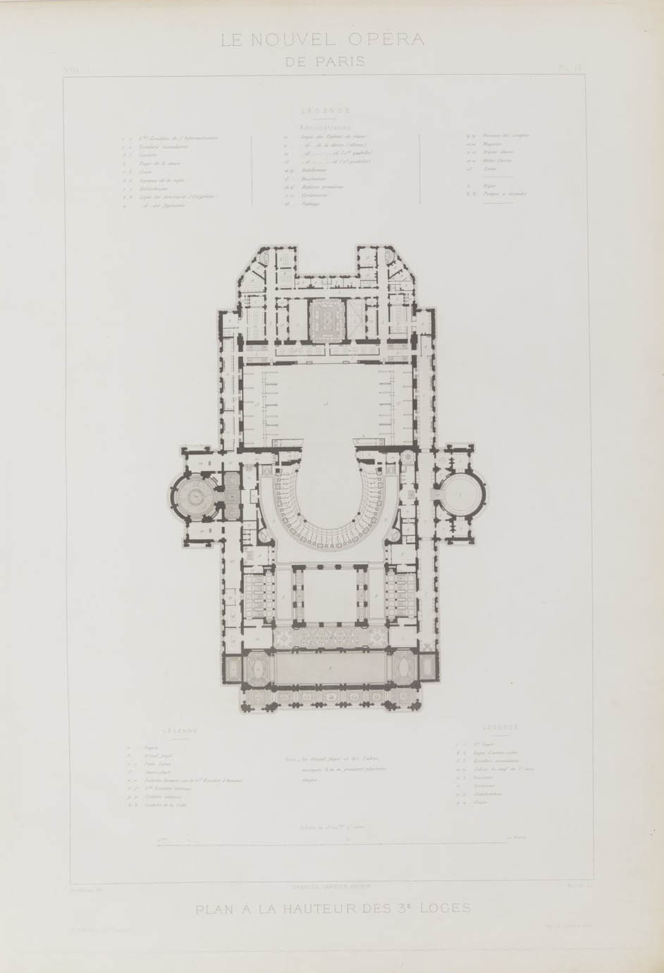 Plan à la hauteur des 3e loges, vol. I  © Cité de l'architecture & du patrimoine/Musée des Monuments français