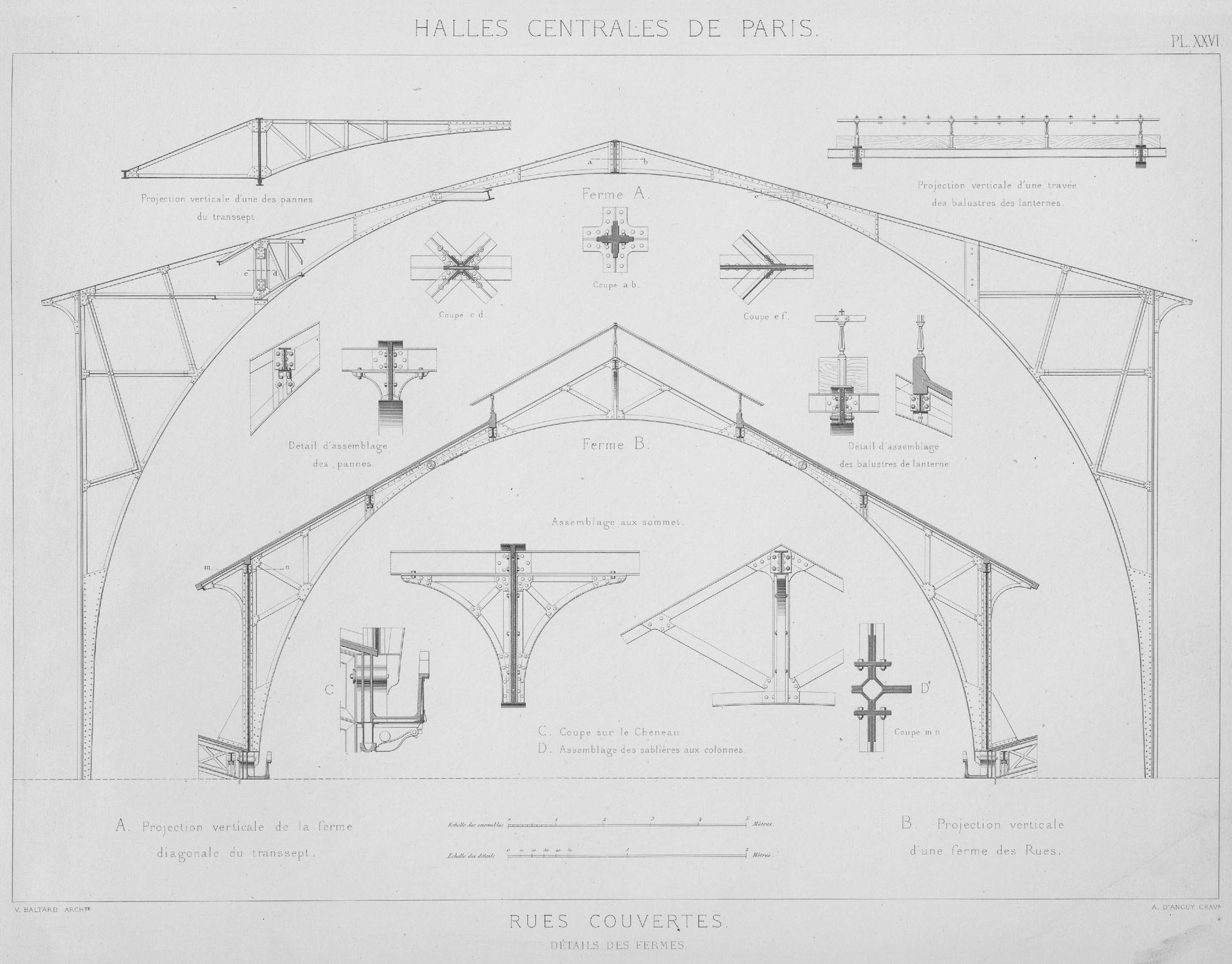 Rues couvertes, détails des fermes © Cité de l'architecture & du patrimoine/Musée des Monuments français