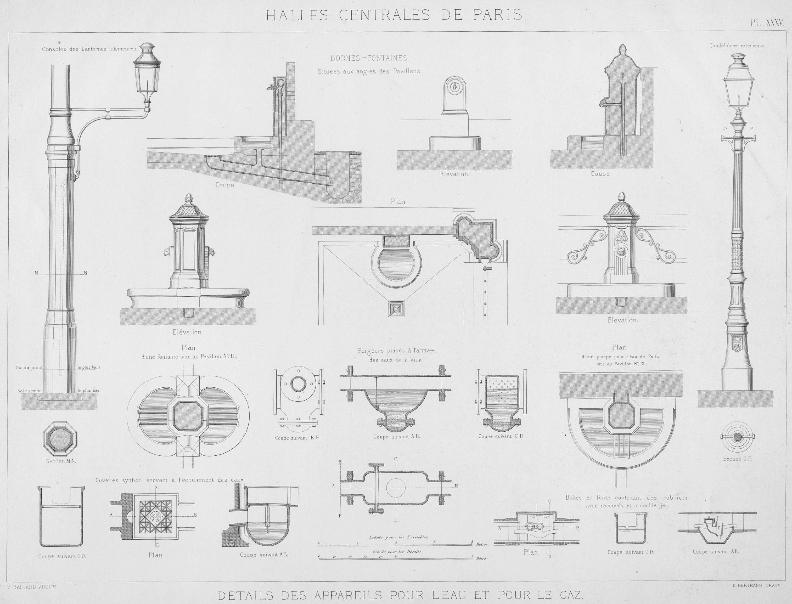 Détails des appareils pour l’eau et pour le gaz © Cité de l'architecture & du patrimoine/Musée des Monuments français