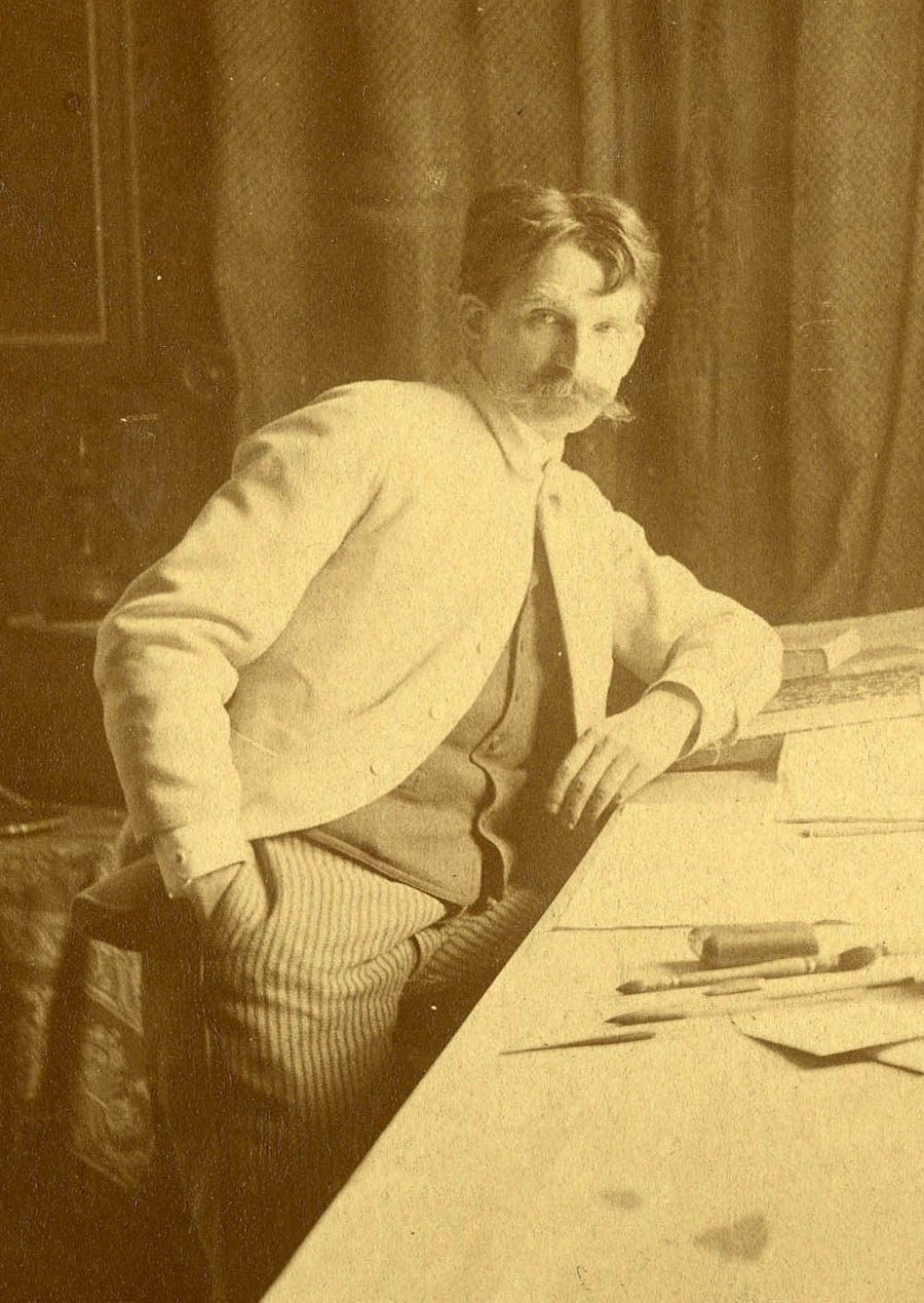 Louis Granet dans son atelier. Cl. E. Pourchet. Nd © Fonds Louis Granet. CNAM/SIAF/CAPa/Archives d’architecture du XXe siècle. 105 Ifa 01